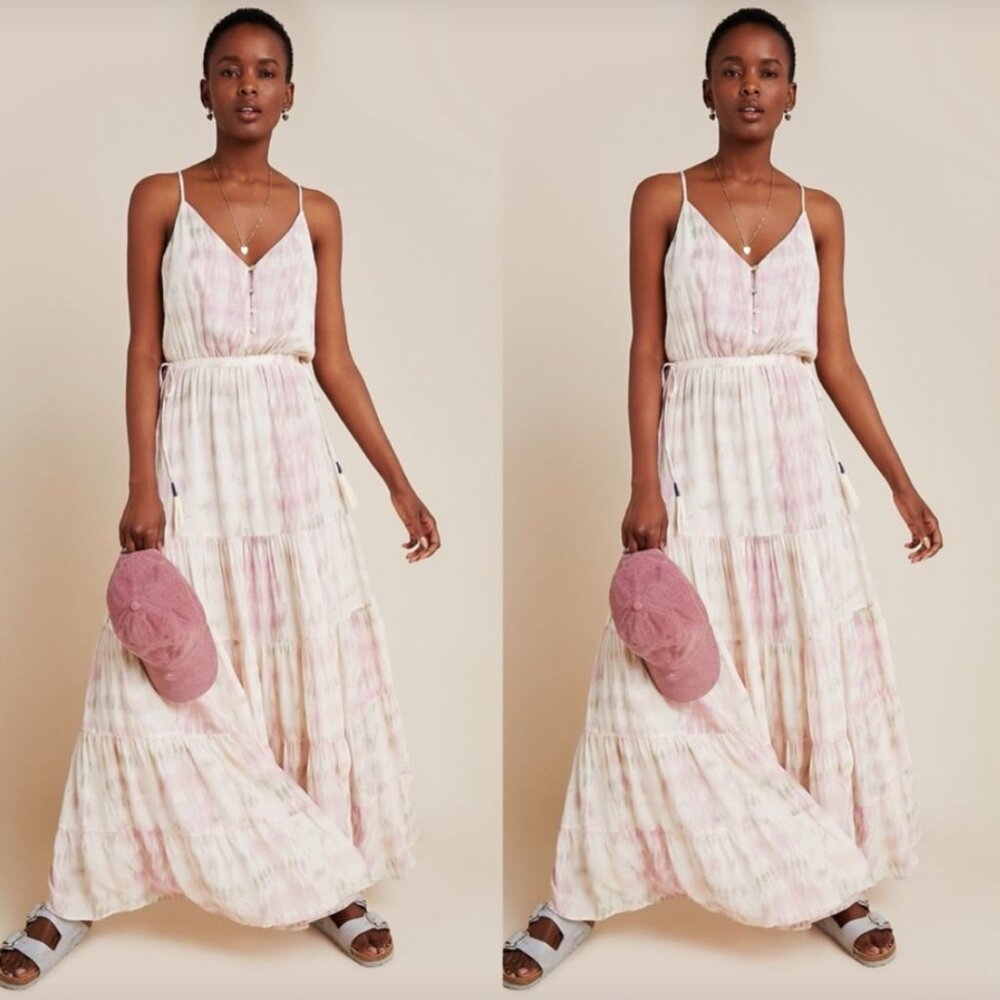 ANTHROPOLOGIE Dolan Annie Tiered Boho Tie Dye Maxi Dress Sz Large - NWOT!!